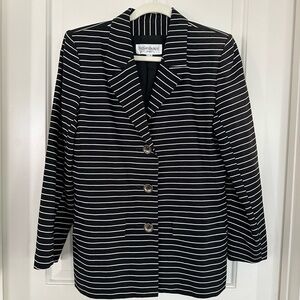 Vintage Yves Saint Laurent Variation Black and White Striped Blazer